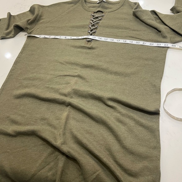 Olive Lace-Up Sweater Dress - Picture 6 of 6